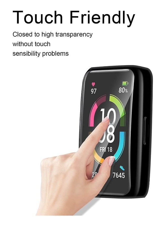 【2 Pack】 Protective Cover compatible with HUAWEI Band 6HUAWEI Band 7 Case, TPU Case with Screen Protector, 【Anti Scratch】 Drop Proof Waterproof Silicone TPU Cover   Black  Transparent - Image 3