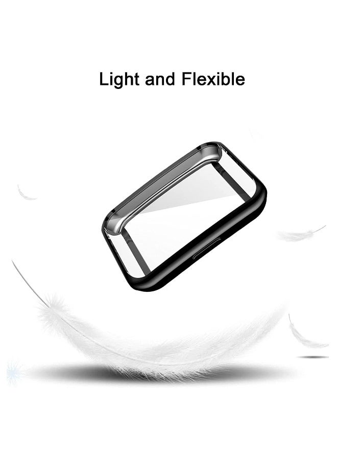 【2 Pack】 Protective Cover compatible with HUAWEI Band 6HUAWEI Band 7 Case, TPU Case with Screen Protector, 【Anti Scratch】 Drop Proof Waterproof Silicone TPU Cover   Black  Transparent - Image 5