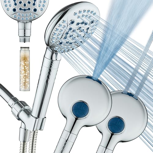 Hotel Spa AquaCare 4X High Pressure 10-mode Filter Handheld Shower Head with Dual Power Wash - Clean Tub, Tile & Pets, Remove Chlorine, Metals & Toxins from Water to Protect Skin, Hair & Nails. Chrome Finish - Image 1