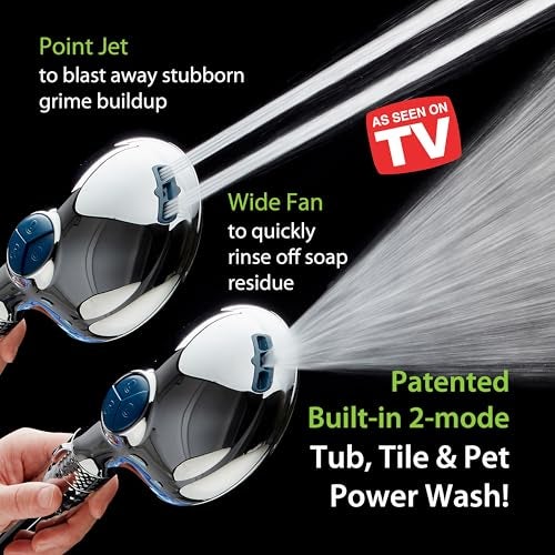 Hotel Spa AquaCare 4X High Pressure 10-mode Filter Handheld Shower Head with Dual Power Wash - Clean Tub, Tile & Pets, Remove Chlorine, Metals & Toxins from Water to Protect Skin, Hair & Nails. Chrome Finish - Image 3