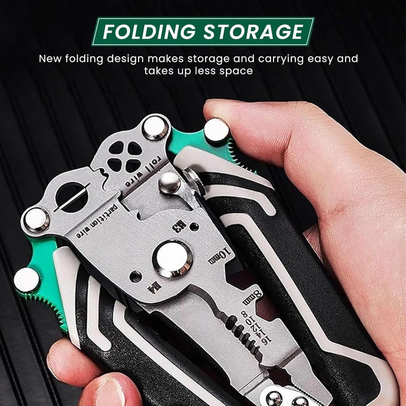 Serplex Folding Wire Cutter 18 in 1 Multifunctional Wire Cutter Stripper Tool Folding Handle Design Carbon Steel Wire Cutter Wire Stripper Crimper Portable Crimping Tool for Electrician - Image 4