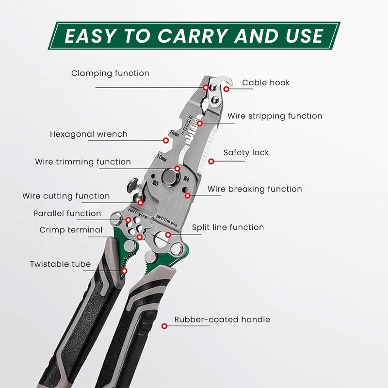 Serplex Folding Wire Cutter 18 in 1 Multifunctional Wire Cutter Stripper Tool Folding Handle Design Carbon Steel Wire Cutter Wire Stripper Crimper Portable Crimping Tool for Electrician - Image 3