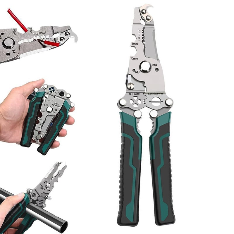 Serplex Folding Wire Cutter 18 in 1 Multifunctional Wire Cutter Stripper Tool Folding Handle Design Carbon Steel Wire Cutter Wire Stripper Crimper Portable Crimping Tool for Electrician - Image 1