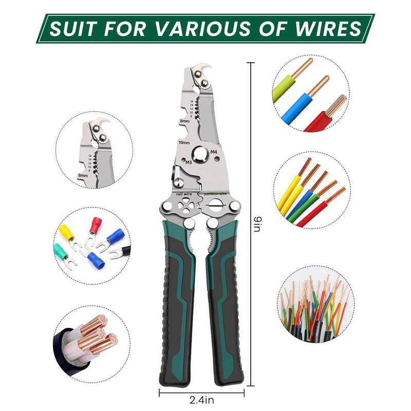 Serplex Folding Wire Cutter 18 in 1 Multifunctional Wire Cutter Stripper Tool Folding Handle Design Carbon Steel Wire Cutter Wire Stripper Crimper Portable Crimping Tool for Electrician - Image 2