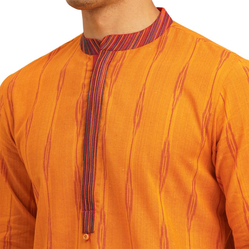 ARCHATTIRE Men’s Orange Cotton Long Kurta for Men - Image 4