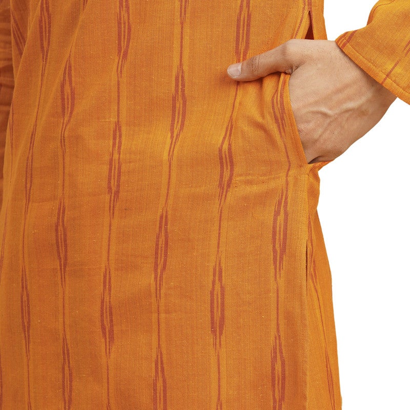 ARCHATTIRE Men’s Orange Cotton Long Kurta for Men - Image 5