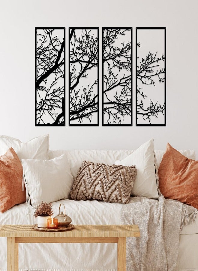 ESTART 4 Pieces Tree of Life Metal Wall Decor, Black Tree Branch Metal Wall Art, Tree Sign Wall Hangings for Home Garden Office Living Room Indoor Outdoor (Large) - Image 2
