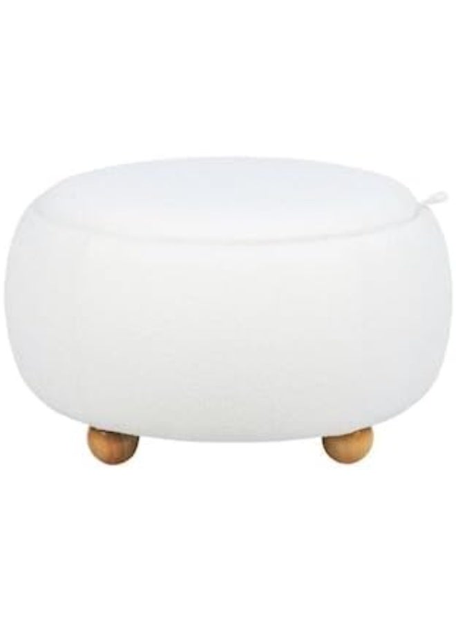 White round ottoman with wooden legs, modern versatile design, convertible storage table - Image 5