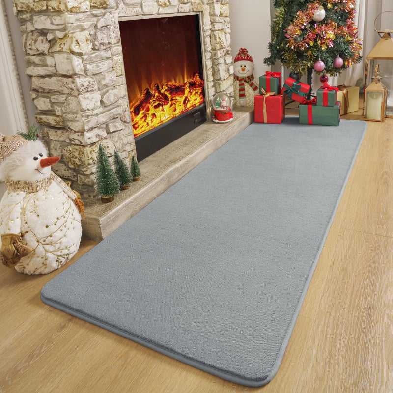 Amearea Modern Soft Hallway Runner Rug, 2x6 Feet Washable Runner Rugs for Hallway, Grey Fluffy Rug Bedroom Bedside Rugs, Non Slip Memory Foam Rug Carpet for Entrance Kitchen Living Room Decor - Image 4