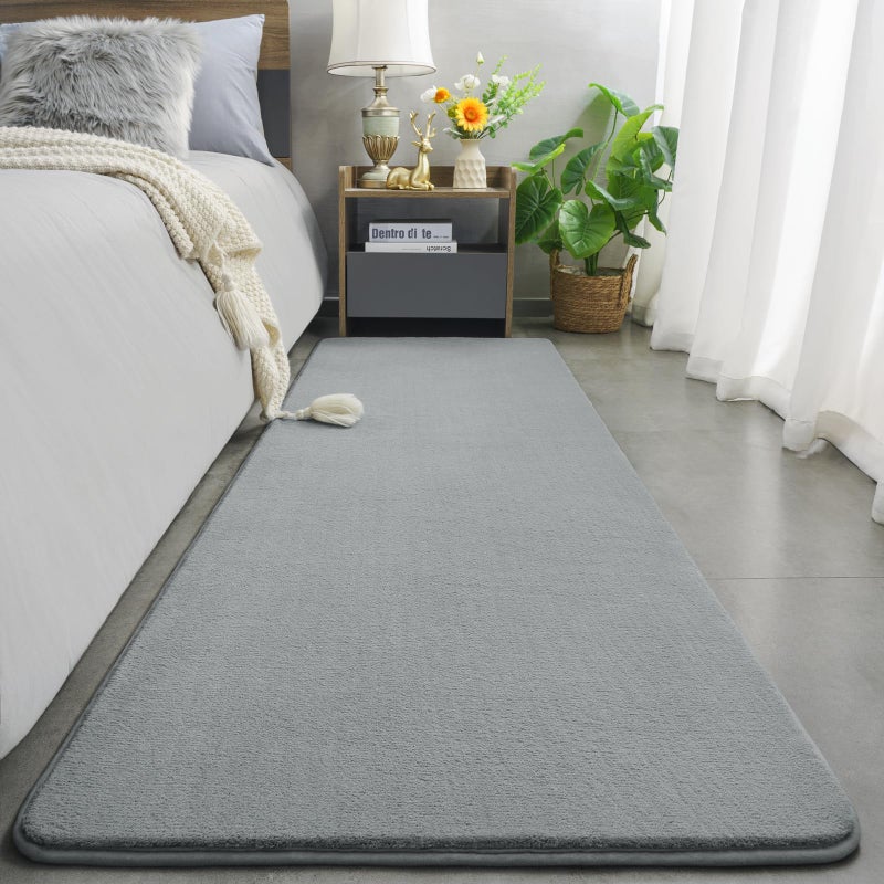 Amearea Modern Soft Hallway Runner Rug, 2x6 Feet Washable Runner Rugs for Hallway, Grey Fluffy Rug Bedroom Bedside Rugs, Non Slip Memory Foam Rug Carpet for Entrance Kitchen Living Room Decor - Image 2