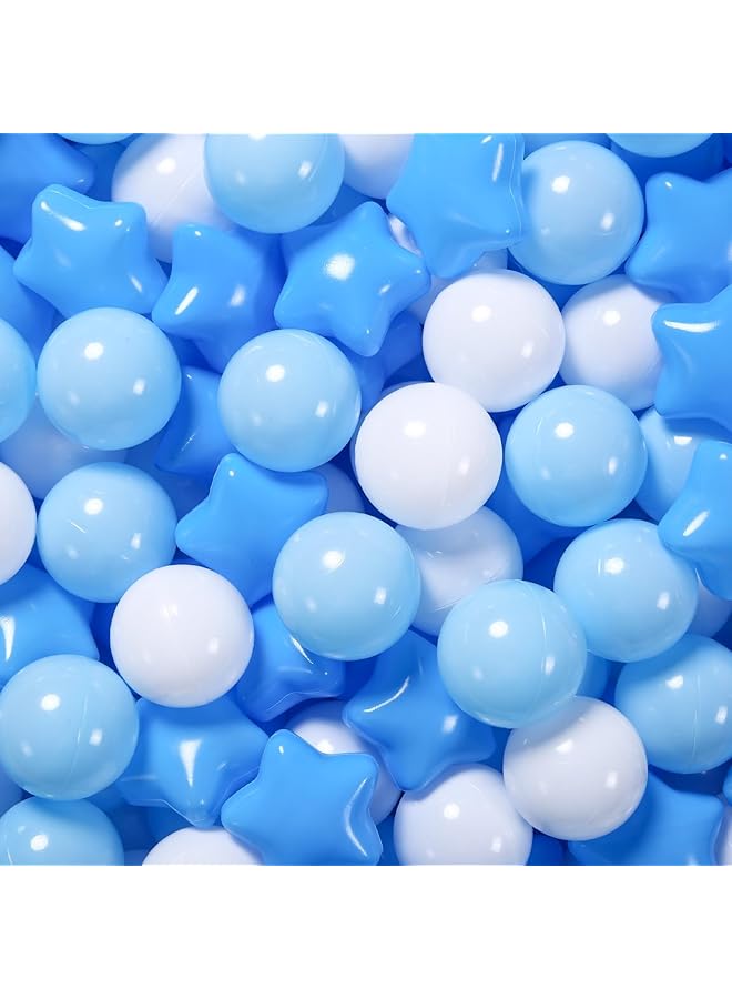 Excefore 100Pcs Star And Ball Shaped Pit Balls For Kids Bpa Free Crush Proof Plastic Toy Balls In Macaron Colors Perfect For Birthday Parties Pools Tents Includes Pvc/Mesh Storage Bag - Image 1