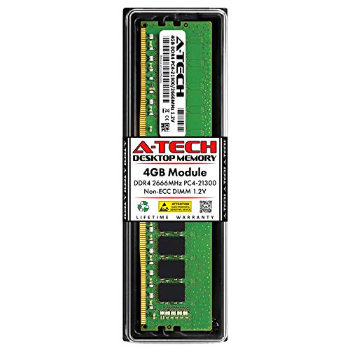 A-Tech 4GB DDR4 2666 MHz UDIMM PC4-21300 (PC4-2666V) CL19 DIMM Non-ECC Desktop RAM Memory Module - Image 1