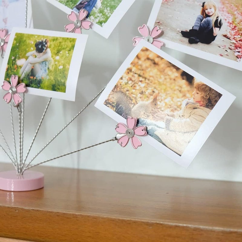 TFu 8-Branch Family Tree Picture Frame Holder, Card Photo Clips Holder Desk Stand for Memo Paper Note Photo Christmas Wedding Card Display (Cherry Blossoms) - Image 3