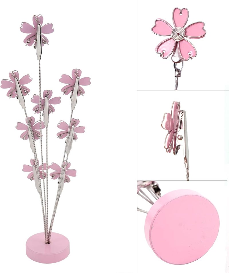TFu 8-Branch Family Tree Picture Frame Holder, Card Photo Clips Holder Desk Stand for Memo Paper Note Photo Christmas Wedding Card Display (Cherry Blossoms) - Image 5