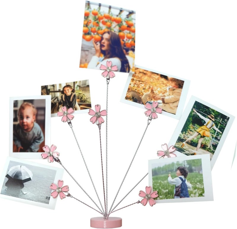 TFu 8-Branch Family Tree Picture Frame Holder, Card Photo Clips Holder Desk Stand for Memo Paper Note Photo Christmas Wedding Card Display (Cherry Blossoms) - Image 4