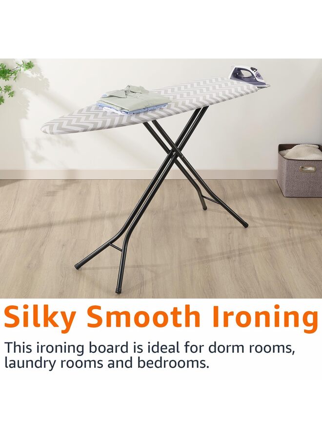 Deluxe Ironing Board with Heat Resistant Cover and Thicken Felt Pad, Heavy Sturdy Legs,Full Size Hanger Iron Board,Foldable (Black White) - Image 5
