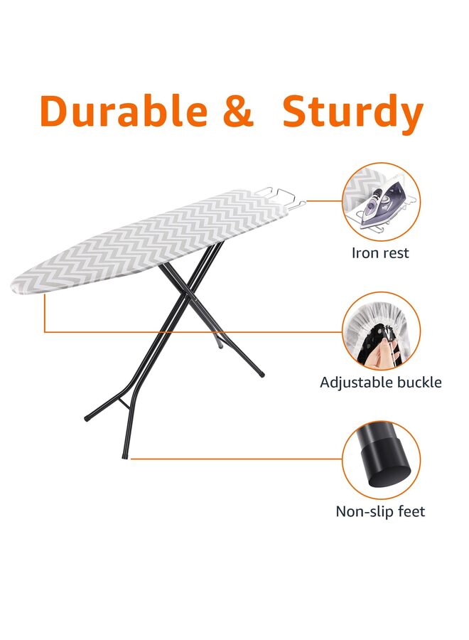 Deluxe Ironing Board with Heat Resistant Cover and Thicken Felt Pad, Heavy Sturdy Legs,Full Size Hanger Iron Board,Foldable (Black White) - Image 4