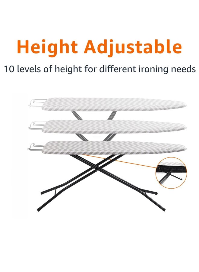 Deluxe Ironing Board with Heat Resistant Cover and Thicken Felt Pad, Heavy Sturdy Legs,Full Size Hanger Iron Board,Foldable (Black White) - Image 2