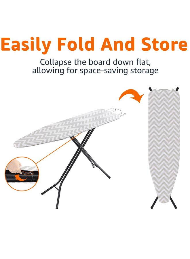Deluxe Ironing Board with Heat Resistant Cover and Thicken Felt Pad, Heavy Sturdy Legs,Full Size Hanger Iron Board,Foldable (Black White) - Image 3