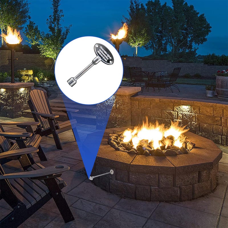 Himaweek 1/2 Inch Straight Gas Key Valve Kit for Fire Pit Fireplace with Flange and 3 Inches Key, Chromed (1/2'' Kit) - Image 2
