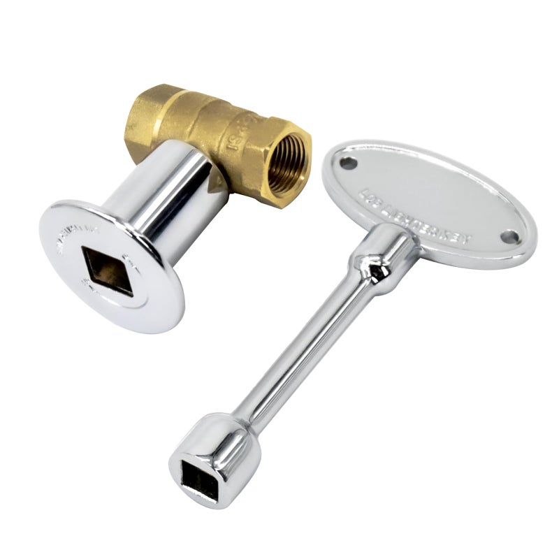 Himaweek 1/2 Inch Straight Gas Key Valve Kit for Fire Pit Fireplace with Flange and 3 Inches Key, Chromed (1/2'' Kit) - Image 1