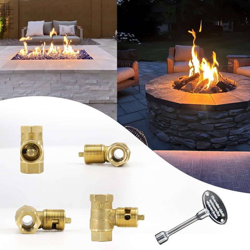 Himaweek 1/2 Inch Straight Gas Key Valve Kit for Fire Pit Fireplace with Flange and 3 Inches Key, Chromed (1/2'' Kit) - Image 4