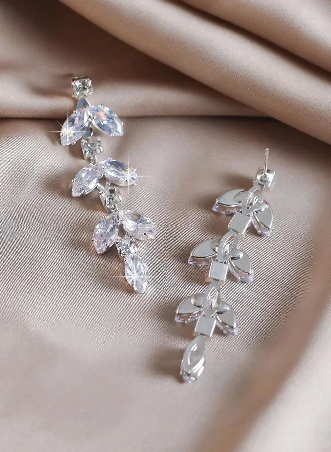 تايك تو Take Two Zircon Flower Drop Earrings
