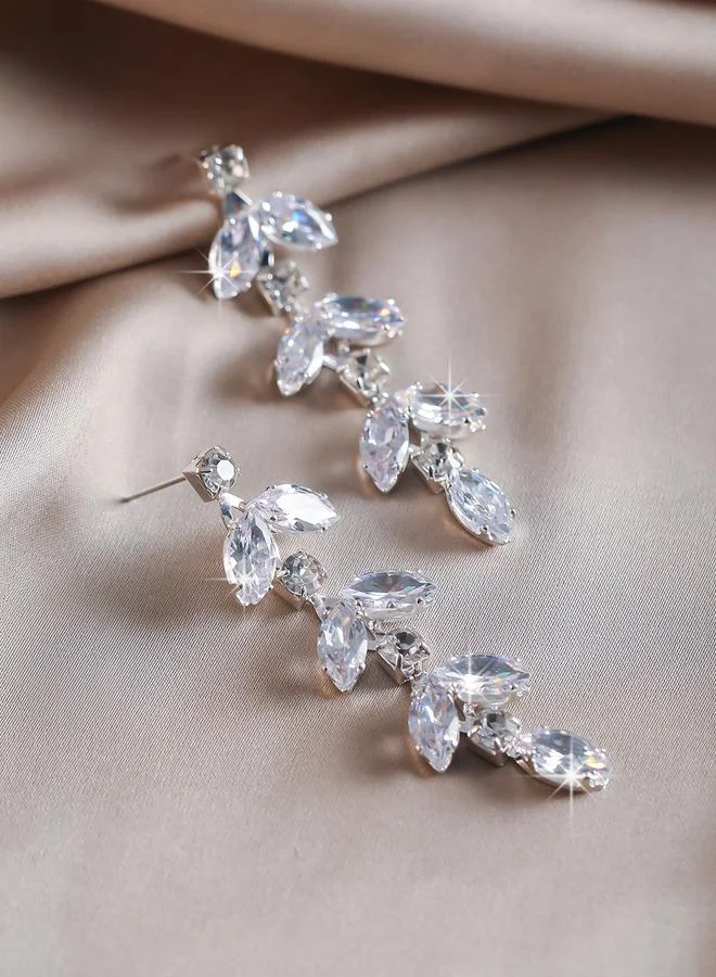 تايك تو Take Two Zircon Flower Drop Earrings