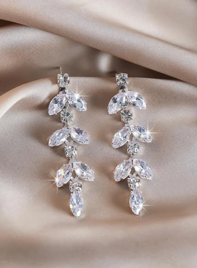 تايك تو Take Two Zircon Flower Drop Earrings