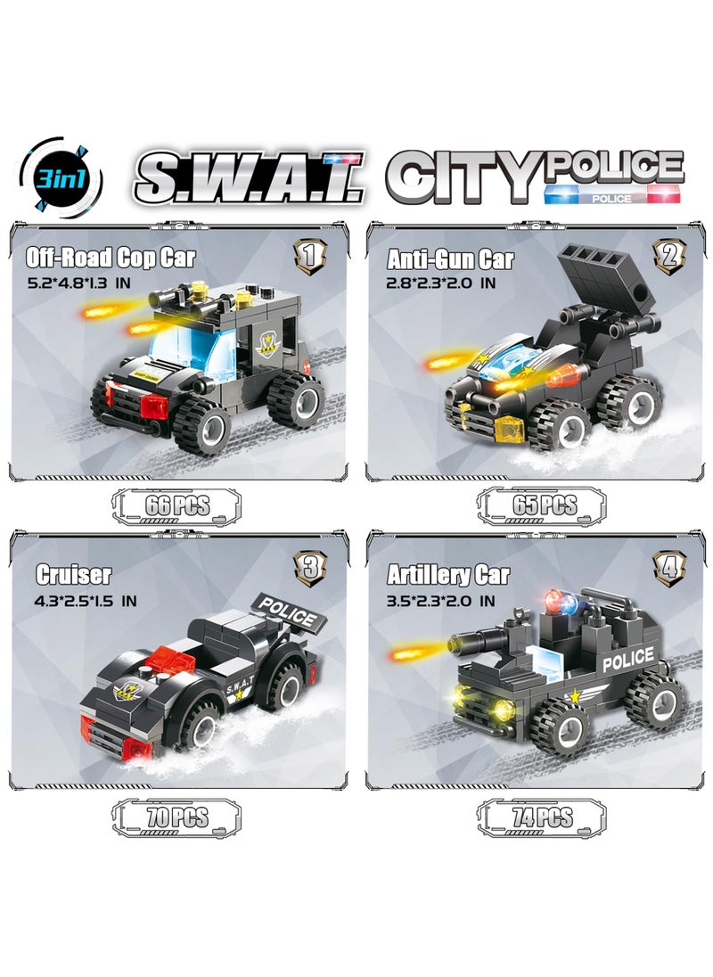 EP EXERCISE N PLAY 1110 PCS SWAT City Police Station Mobile Command Center Truck Car Building Blocks Set in 25 Different Models Police Cars, Helicopter, Boat, with Storage Box Roleplay Toys Gift for Kids Boys Girls 6-12  - Image 4