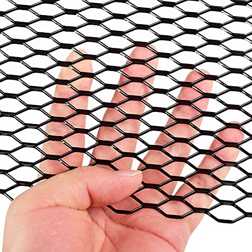 AggAuto شبكة مشبك السيارة العالمية 40"x13" - إدخال مشبك الألمنيوم للسيارات 11x25mm ثقب سداسي، واحدة من أكثر الشبكات متعددة الوظائف 100x33cm باللون الأسود - Image 5