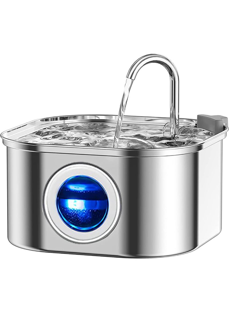 Beauenty Stainless Steel Cat Water Fountain 3.2L, Ultra-Quiet Pet Water Dispenser with Pump, Activated Carbon Filter and View Window for Cats and Small Dogs - Image 1