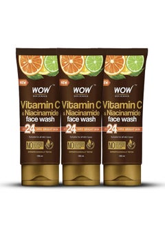 WOW Skin Science Brightening Vitamin C & Niacinamide Face Wash For Brighter Glow Paraben & Sulphates Free Face Wash For Women & Men 100 Ml Pack Of 3  - Image 1