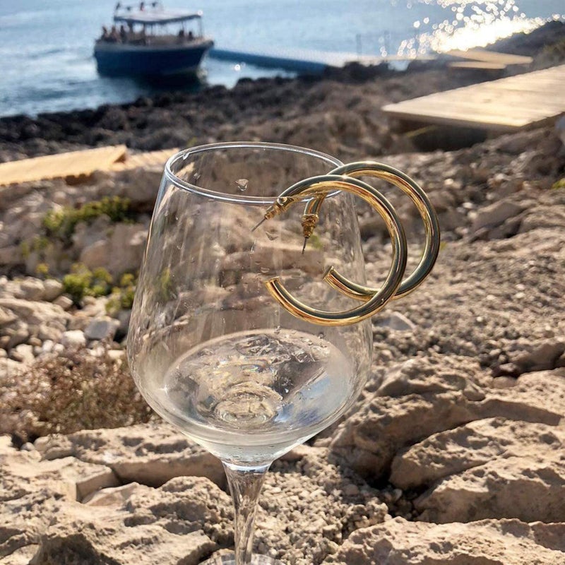 PAVOI 14K Yellow Gold Plated Lightweight Chunky Open Hoops - Gold Earrings for Women - 50mm Thick Infinity Hoops - Image 4