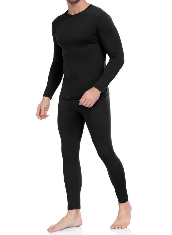 WEERTI Thermal Underwear for Men Long Johns with Fleece Lined Base Layer Men Cold Weather Top Bottom, Black, 3XL - Image 1