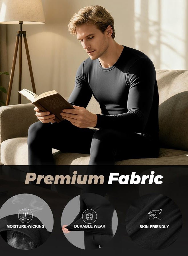WEERTI Thermal Underwear for Men Long Johns with Fleece Lined Base Layer Men Cold Weather Top Bottom, Black, 3XL - Image 5