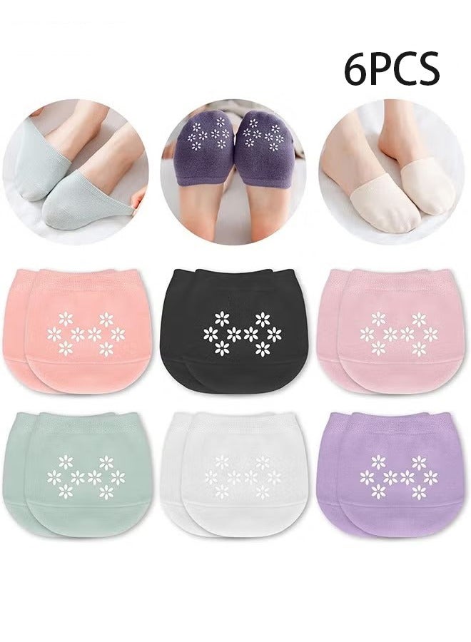 أخبار 6 أزواج من جوارب Topper جوارب النساء غير مرئي الجوارب إصبع القدم تغطية البطانة نصف الجوارب الجوارب غير سلسة غير قابلة للانزلاق نصف الجوارب - Image 1