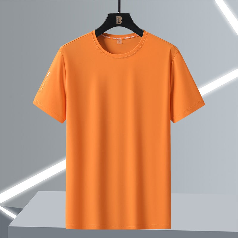 Style Small Pudding New Nylon Single Top Breathable Ice Silk T-Shirt Men'S Summer Quick-Drying Short-Sleeved Men'S Round Neck - Image 1