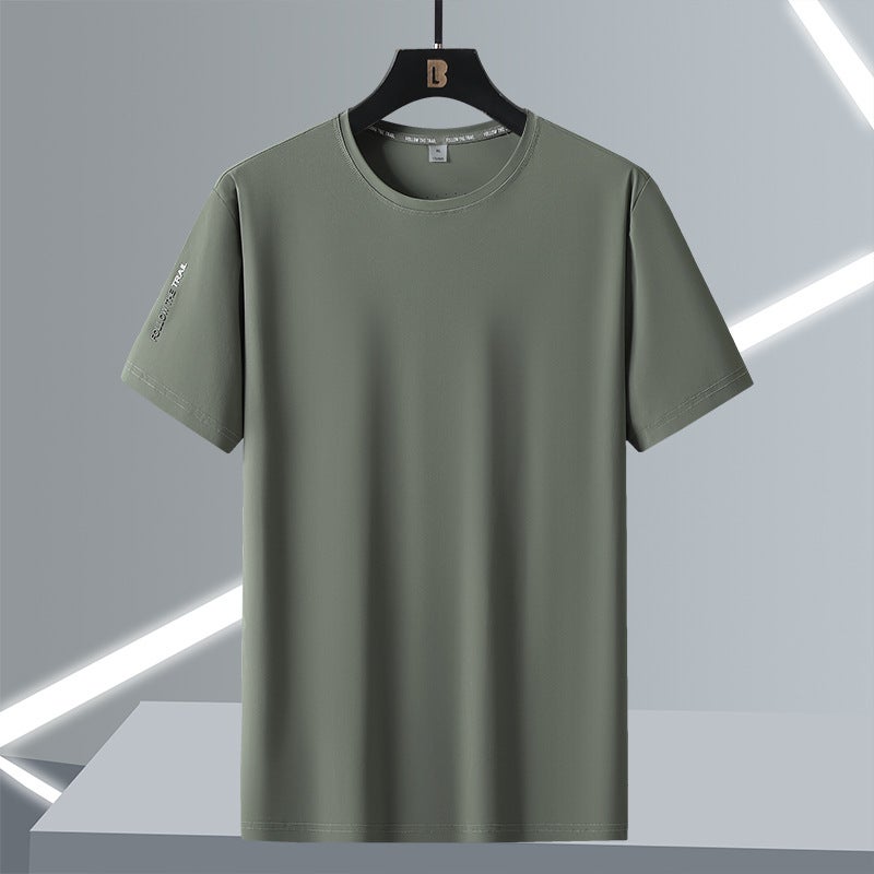 Style Small Pudding New Nylon Single Top Breathable Ice Silk T-Shirt Men'S Summer Quick-Drying Short-Sleeved Men'S Round Neck - Image 4