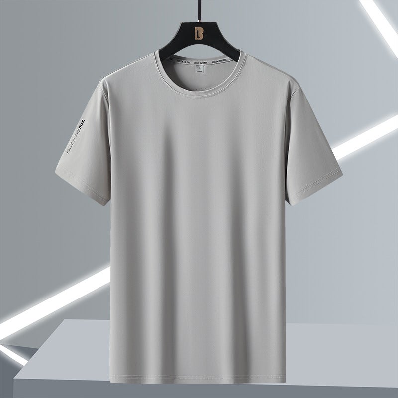 Style Small Pudding New Nylon Single Top Breathable Ice Silk T-Shirt Men'S Summer Quick-Drying Short-Sleeved Men'S Round Neck - Image 5