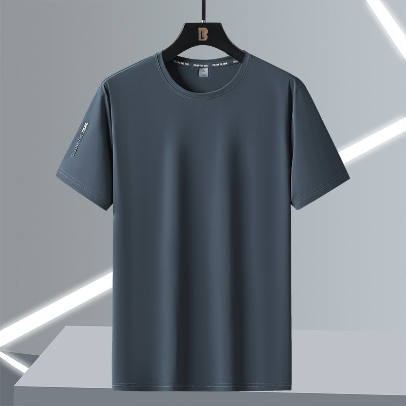 Style Small Pudding New Nylon Single Top Breathable Ice Silk T-Shirt Men'S Summer Quick-Drying Short-Sleeved Men'S Round Neck - Image 3