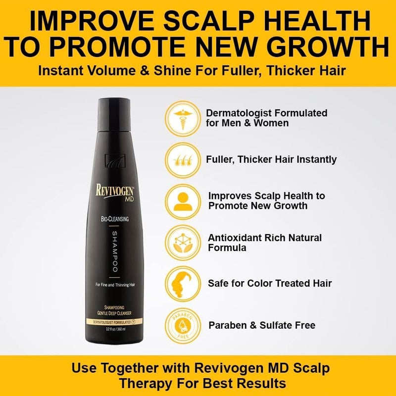 Revivogen MD Bio-Cleansing Shampoo for Fine and Thinning Hair with DHT Blocker - 360 ml Pack of 2 - Image 3