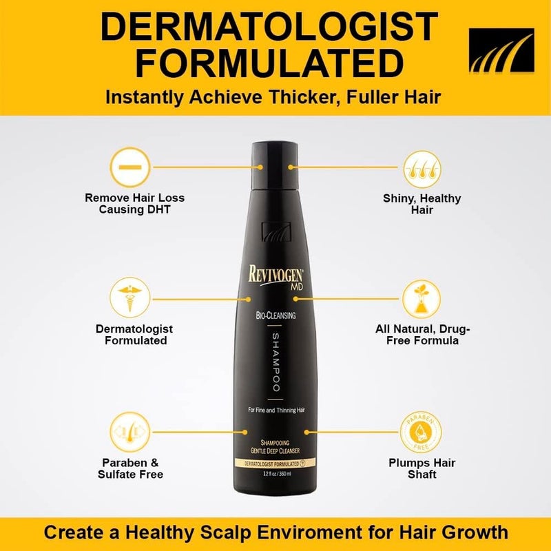 Revivogen MD Bio-Cleansing Shampoo for Fine and Thinning Hair with DHT Blocker - 360 ml Pack of 2 - Image 2