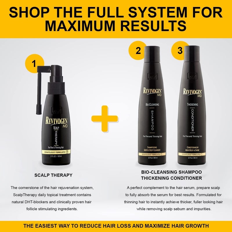 Revivogen MD Bio-Cleansing Shampoo for Fine and Thinning Hair with DHT Blocker - 360 ml Pack of 2 - Image 5