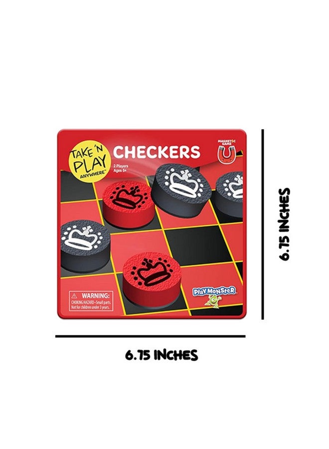 PlayMonster Take 'N Play Anywhere - Checkers - Magnetic Travel Game - Fun on The Go! - for Ages 4+ - Image 2