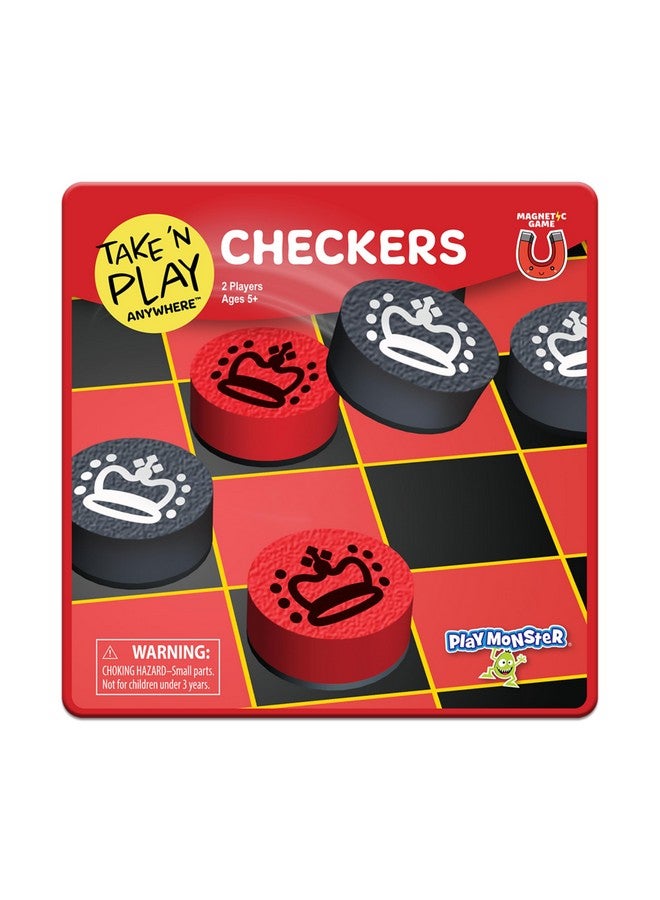 PlayMonster Take 'N Play Anywhere - Checkers - Magnetic Travel Game - Fun on The Go! - for Ages 4+ - Image 1