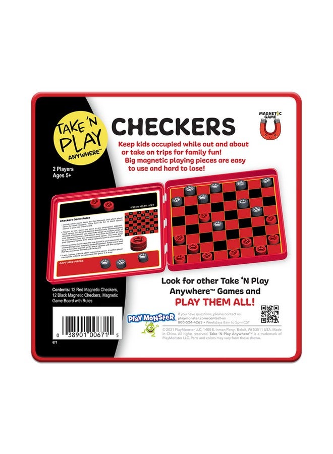 PlayMonster Take 'N Play Anywhere - Checkers - Magnetic Travel Game - Fun on The Go! - for Ages 4+ - Image 4