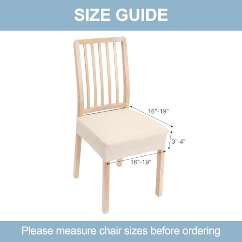 Smiry Stretch Jacquard Seat Covers for Dining Room Chairs Set of 6, Removable Washable Chair Seat Protector Slipcovers, No Rear Covers, Beige - Image 5