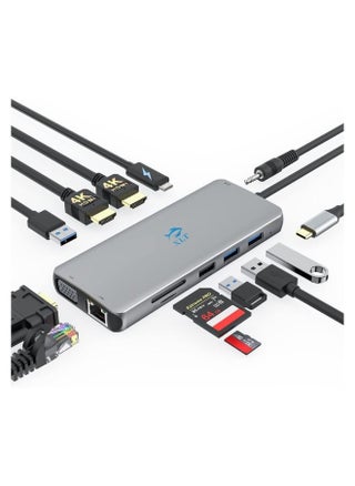 13 في 1 USB C hub USB C Docking Station إلى Dual HDMI DisplayPort محول متوافق - pzsku/Z2EF671A9DF5F24DEF75BZ/45/_/1707299425/3dc59566-74f6-4bca-8881-a2e314a61a80