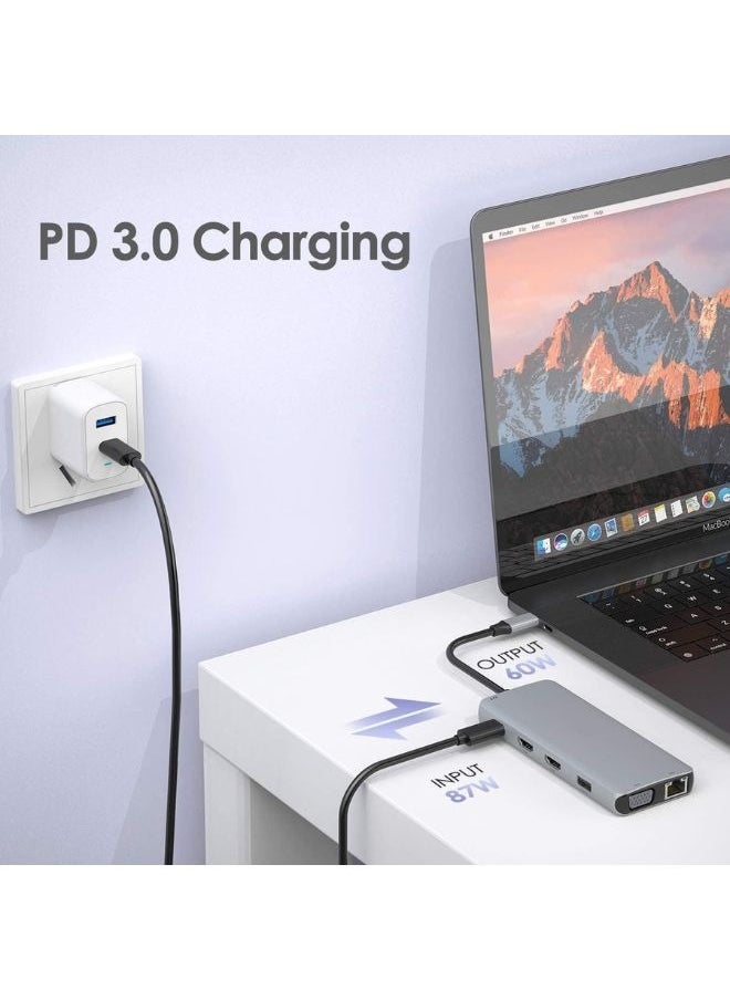 13 في 1 USB C hub USB C Docking Station إلى Dual HDMI DisplayPort محول متوافق